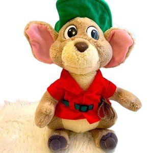 Disney Jake the Kangaroo Rat The Rescuers Down Under Plush Green Hat Red Jacket